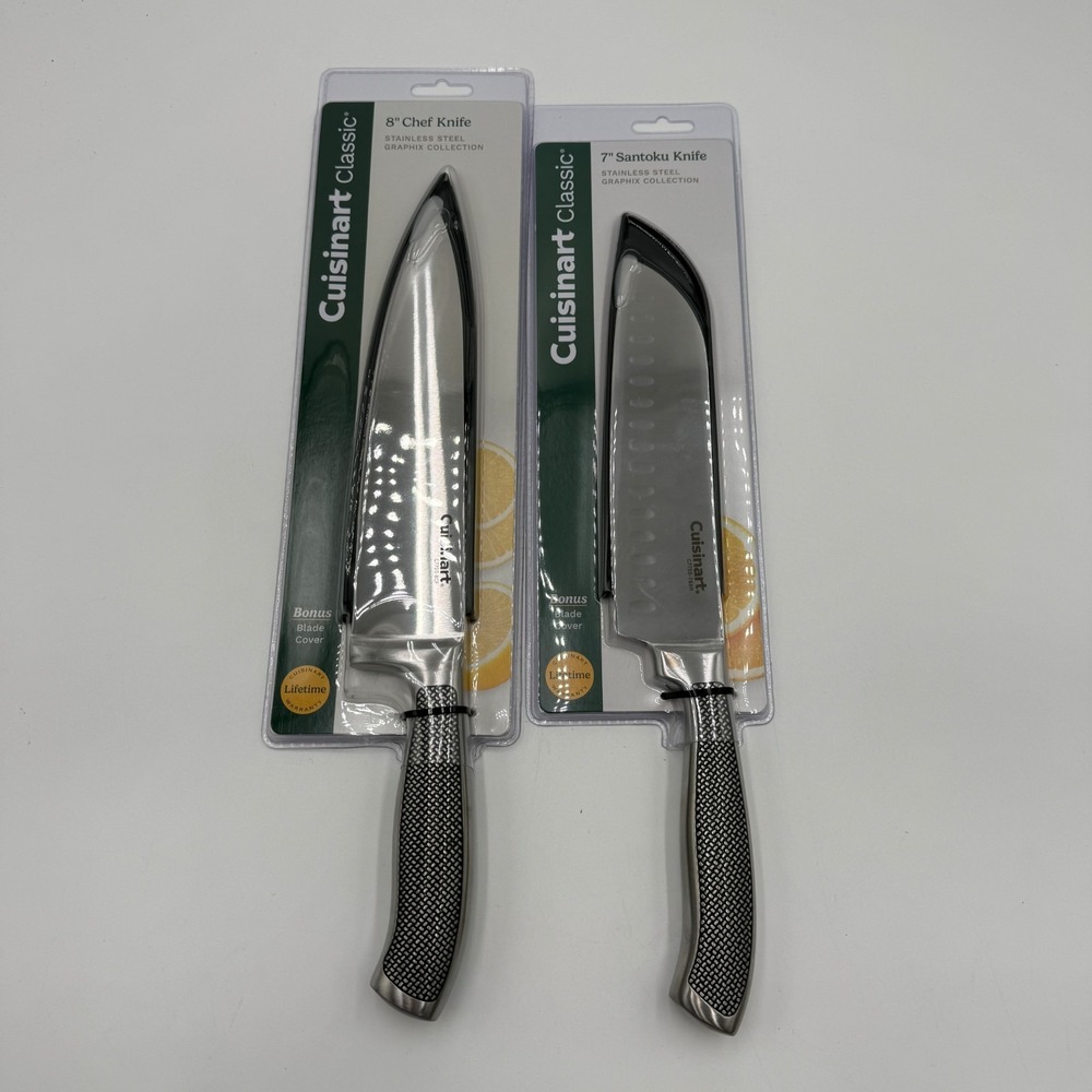 Cuisinart CLASSIC 8" CHEF's Knife & 7" Santoku Knife Stainless GRAPHIX Handle